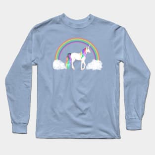 Magical Unicorn and Rainbow Long Sleeve T-Shirt